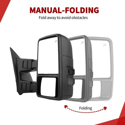 YITAMOTOR Towing Mirror Compatible with 1999-2007 F250/F350/F450/F550 Super Duty, 2001-2005 Excursion, Right Passenger Side Mirror Tow Mirror Power Heated Telescoping Folding LED Turn Signal Smoke in Saudi Arabia