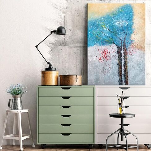 Wieco Art Blue Trees Pure Hand-Painted Paintings on Canvas Abstract Canvas Wall Art for Living Room Bedroom Wall Decor Modern Contemporary Artwork for Home Decorations and Office Decor in Saudi Arabia