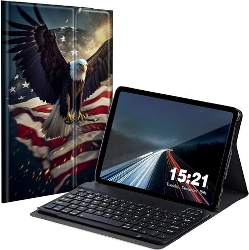 حافظة لوحة المفاتيح لجهاز Kindle Fire Max 11 (الجيل الثالث عشر، إصدار 2023) 11 بوصة، غطاء كمبيوتر لوحي Fire Max 11 2023 مع لوحة مفاتيح بلوتوث لاسلكية قابلة للفصل، نسر العلم الأمريكي in Kuwait