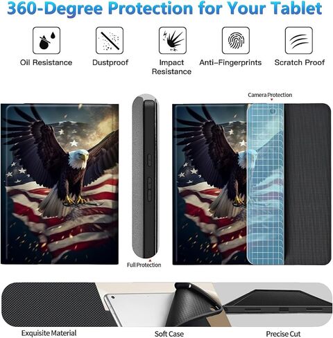 حافظة لوحة المفاتيح لجهاز Kindle Fire Max 11 (الجيل الثالث عشر، إصدار 2023) 11 بوصة، غطاء كمبيوتر لوحي Fire Max 11 2023 مع لوحة مفاتيح بلوتوث لاسلكية قابلة للفصل، نسر العلم الأمريكي in Kuwait
