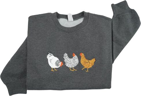 Chicken Sweatshirts, Embroidered Women Chicken Sweatshirt, Chicken Lover Gifts, Chicken Mom Shirt in Saudi Arabia