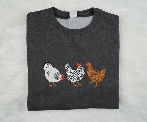 Chicken Sweatshirts, Embroidered Women Chicken Sweatshirt, Chicken Lover Gifts, Chicken Mom Shirt in Saudi Arabia