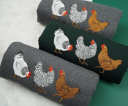 Chicken Sweatshirts, Embroidered Women Chicken Sweatshirt, Chicken Lover Gifts, Chicken Mom Shirt in Saudi Arabia