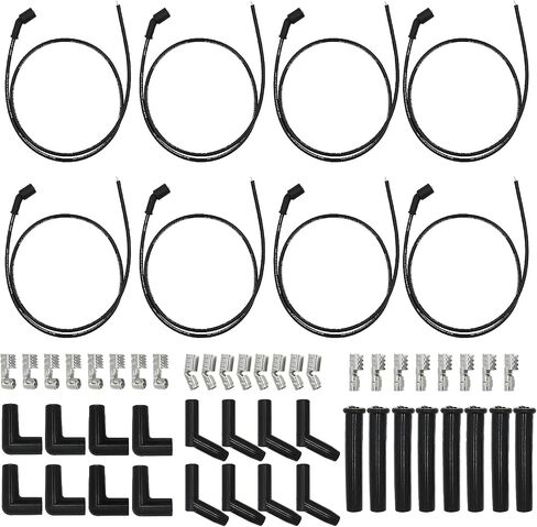 8PCS 5ft Universal Spark Plug Wire Set with Degree Boots and Terminals Compatible with All Gen 2, 3, 4, and 5 LS1 LS2 LS3 LM7 LR4 LQ4 LS6 LQ9 5.3/5.7/6.0/6.2L Engines and Ignition Coils Replace 551083 in Saudi Arabia