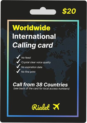 International Calling Card, Prepaid, Call from 38 Countries, Low Rates Worldwide, No Fees and No Expiration Date, 20 Dollar Value in Saudi Arabia