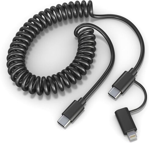 Coiled iPhone Charging Cable 2-Pack, Apple Carplay & MFi Certified, Short USB to Lightning Cable with Data Transmission, Retractable iPhone Car Charger Cord for iPhone/Pad/Pod in Saudi Arabia