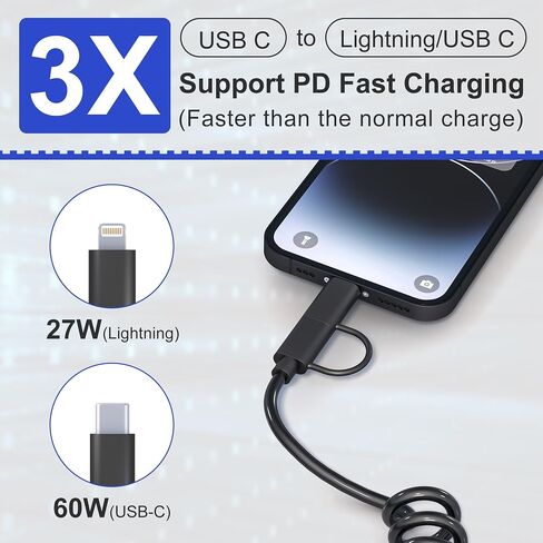 Coiled iPhone Charging Cable 2-Pack, Apple Carplay & MFi Certified, Short USB to Lightning Cable with Data Transmission, Retractable iPhone Car Charger Cord for iPhone/Pad/Pod in Saudi Arabia