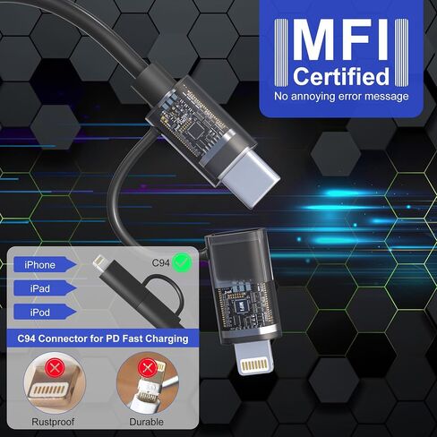 Coiled iPhone Charging Cable 2-Pack, Apple Carplay & MFi Certified, Short USB to Lightning Cable with Data Transmission, Retractable iPhone Car Charger Cord for iPhone/Pad/Pod in Saudi Arabia
