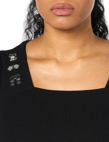 Karl Lagerfeld Paris Women's Motif Pin Ribbed Square Neck Knit in Saudi Arabia