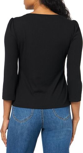 Karl Lagerfeld Paris Women's Motif Pin Ribbed Square Neck Knit in Saudi Arabia