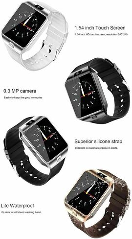 Bluetooth Smart Watch w/Camera Waterproof Phone Mate for Android Samsung iPhone (Black) in Saudi Arabia