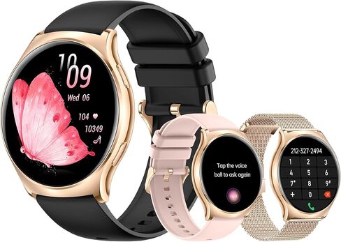 Smart Watches for Women (Answer/Make Calls)1.43AMOLED Ladies Smart Watch for Android Phones and iOS Fitness Tracker Watch with Heart Rate/Sleep Monitor/Waterproof/100+Sport Modes/AI Vioce,Gold Watches in Saudi Arabia