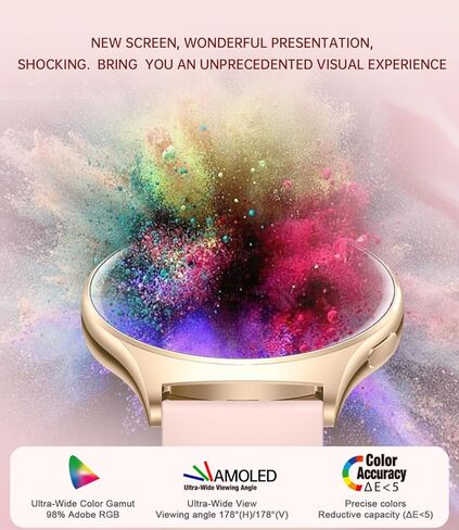 ساعات ذكية للنساء (الرد/إجراء المكالمات)1.43AMOLED ساعة ذكية للسيدات لهواتف Android وiOS ساعة تعقب اللياقة البدنية مع معدل ضربات القلب/مراقبة النوم/مقاومة للماء/100+ أوضاع رياضية/AI Vioce، ساعات ذهبية in Kuwait