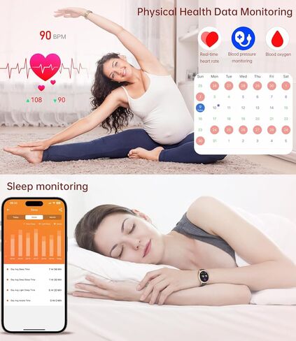 ساعات ذكية للنساء (الرد/إجراء المكالمات)1.43AMOLED ساعة ذكية للسيدات لهواتف Android وiOS ساعة تعقب اللياقة البدنية مع معدل ضربات القلب/مراقبة النوم/مقاومة للماء/100+ أوضاع رياضية/AI Vioce، ساعات ذهبية in Kuwait