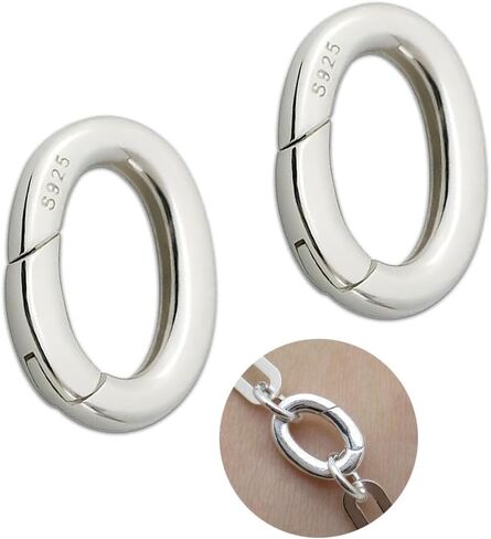ZORZA 2Pcs S925 Sterling Silver Charm Clip DIY Pearl Necklace & Bracelet Enhancer Shortener Clasp Lobster Spring Ring Connector Pendant Clasp for Jewelry Making in Saudi Arabia