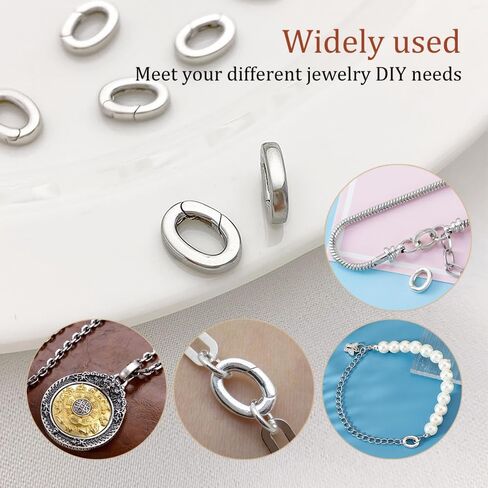 ZORZA 2Pcs S925 Sterling Silver Charm Clip DIY Pearl Necklace & Bracelet Enhancer Shortener Clasp Lobster Spring Ring Connector Pendant Clasp for Jewelry Making in Saudi Arabia