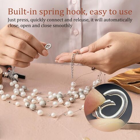 ZORZA 2Pcs S925 Sterling Silver Charm Clip DIY Pearl Necklace & Bracelet Enhancer Shortener Clasp Lobster Spring Ring Connector Pendant Clasp for Jewelry Making in Saudi Arabia
