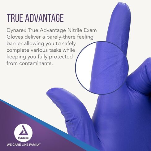 Dynarex True Advantage Nitrile Exam Gloves, Chemo Approved, Powder-Free & Latex-Free, Comfortable Fit with Best Protection, Purple, Small, 1 Box of 100 Gloves in Saudi Arabia