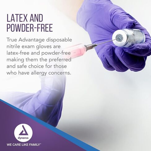 Dynarex True Advantage Nitrile Exam Gloves, Chemo Approved, Powder-Free & Latex-Free, Comfortable Fit with Best Protection, Purple, Small, 1 Box of 100 Gloves in Saudi Arabia