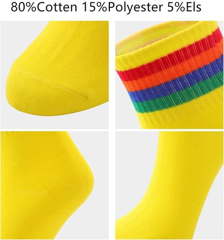 Socks For Women Striped Ankle Tube Socks Womens Girls Teenagers Crew Socks women's Liner Rainbow Sock Athletic Sport Pride Socks Casual Cotton Black White Yellow in Saudi Arabia