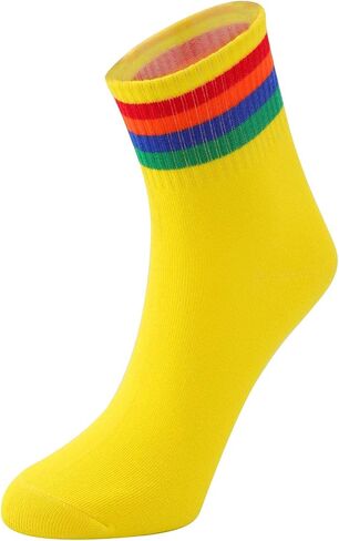 Socks For Women Striped Ankle Tube Socks Womens Girls Teenagers Crew Socks women's Liner Rainbow Sock Athletic Sport Pride Socks Casual Cotton Black White Yellow in Saudi Arabia