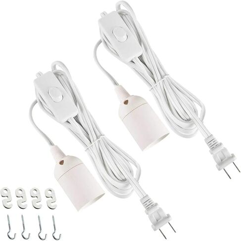 بسيط ديلوكس 15 قدم 360 واط تمديد فانوس معلق ضوء مصباح الحبل كابل E26 مقبس تشغيل / إيقاف (لا يوجد لمبة متضمنة)، أسود in Kuwait