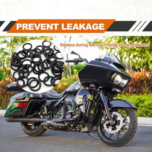 50Pcs 11105 O-Ring Oil Drain Plug, Motorcycle Drain Plug Rubber Transmission Drain Plug, Compatible with Harley Davidson - Black in Saudi Arabia