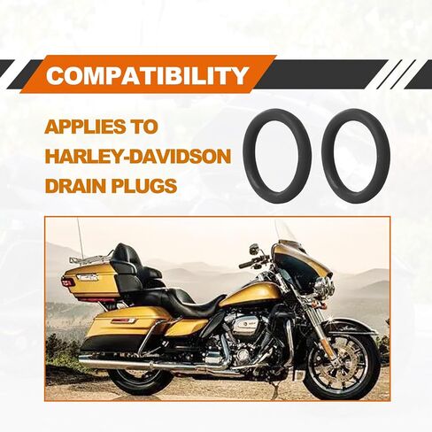 50Pcs 11105 O-Ring Oil Drain Plug, Motorcycle Drain Plug Rubber Transmission Drain Plug, Compatible with Harley Davidson - Black in Saudi Arabia