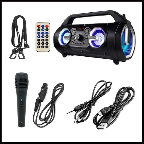 Boytone BT-16S مكبر صوت بلوتوث محمول Boombox، داخلي/خارجي، 25 وات، صوت عالٍ، جهير أعمق، EQ، مضخم صوت 5 بوصات، 2 × 3 مكبر صوت، FM، وقت تشغيل 9 ساعات، USB، Micro SD، AUX، ميكروفون، تسجيل، ضوء LED in Kuwait