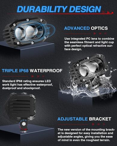 BraveWAY 4 بوصة Led Pod Light 48W Led Spot Lights الطرق الوعرة القيادة ضوء القرون لشاحنة جرار ATV UTV عربة الغولف قارب الطرق الوعرة للشاحنات دراجة نارية قارب ATV - 2PCS in Kuwait
