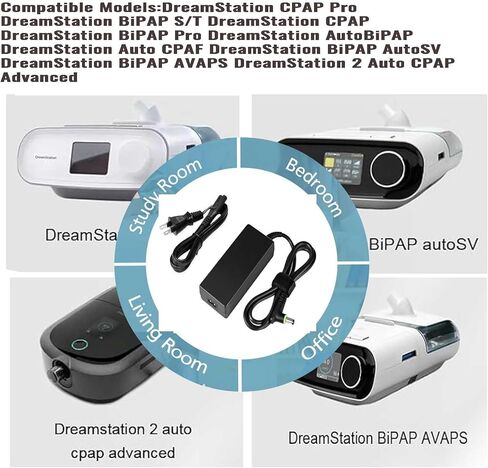 محول تيار متردد 12 فولت 6.67 أمبير لشاحن فيليبس 80 وات - ملحقات CPAP 1144267 MEA080A12C 1118499 1005894 - سلك طاقة DreamStation - سلك طاقة CPAP in Kuwait