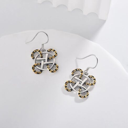 CHIC & ARTSY Celtic Earrings 925 Sterling Silver Good Luck Celtic Knot Drop Dangle Earrings Irish Fine Jewelry For Women in Saudi Arabia