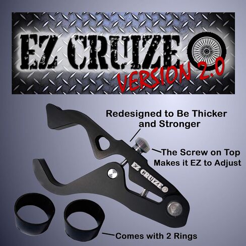 Heavy Duty EZ Cruize V-2.0 - نظام تثبيت سرعة الدراجة النارية - مساعدة الخانق العالمية - مشبك قفل قبضة المعصم/اليد - أكبر وأفضل (أسود) in Saudi Arabia