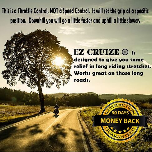 Heavy Duty EZ Cruize V-2.0 - نظام تثبيت سرعة الدراجة النارية - مساعدة الخانق العالمية - مشبك قفل قبضة المعصم/اليد - أكبر وأفضل (أسود) in Saudi Arabia