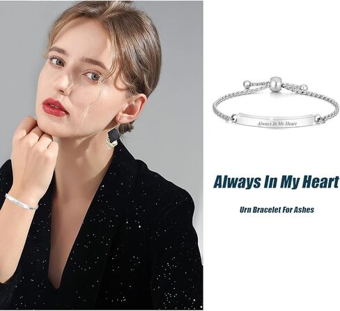 سوار الجرة للرماد - سوار الجرة القابل للتعديل تذكاريًا من الفولاذ المقاوم للصدأ مجوهرات حرق الجثث للنساء والرجال in Kuwait