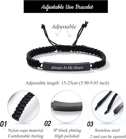 سوار الجرة للرماد - سوار الجرة القابل للتعديل تذكاريًا من الفولاذ المقاوم للصدأ مجوهرات حرق الجثث للنساء والرجال in Kuwait