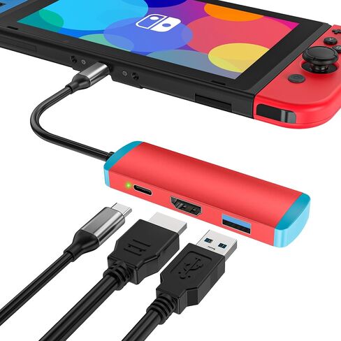 USB C to HDMI Adapter for Switch and Switch OLED,Replacement for Official Switch Dock,Switch Docking Station with 4K@60Hz HDMI Port/Type C Port/USB 3.0 Port in Saudi Arabia