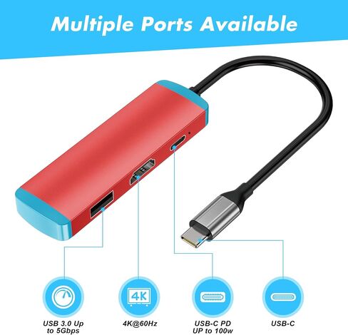 USB C to HDMI Adapter for Switch and Switch OLED,Replacement for Official Switch Dock,Switch Docking Station with 4K@60Hz HDMI Port/Type C Port/USB 3.0 Port in Saudi Arabia