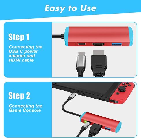 USB C to HDMI Adapter for Switch and Switch OLED,Replacement for Official Switch Dock,Switch Docking Station with 4K@60Hz HDMI Port/Type C Port/USB 3.0 Port in Saudi Arabia