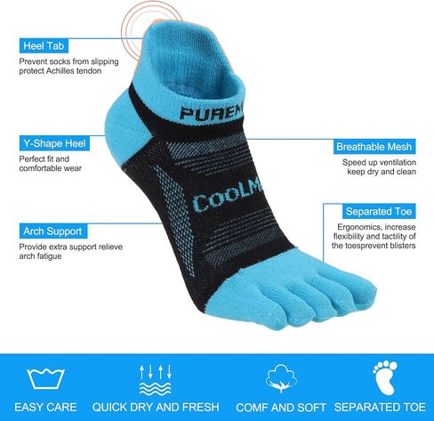 جوارب PUREMSX لأصابع القدم للجري، جوارب رياضية للكاحل خفيفة الوزن للرجال والنساء من Coolmax قابلة للتنفس، 3 أزواج in Kuwait