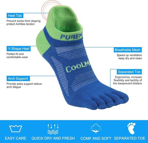 PUREMSX Toe Socks for Running, Men Women Coolmax Breathable Lightweight Five Finger Ankle Sport Socks 3 Pairs in Saudi Arabia