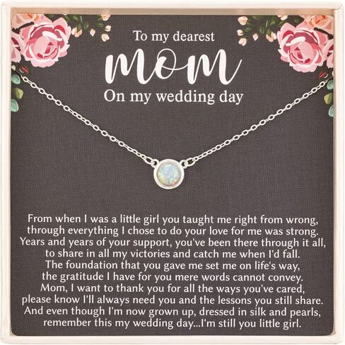 RareLove هدية أم العروس من الابنة، قلادة أم العروس من العروس، قلادة أوبال بيضاء من الفضة الإسترليني عيار 925 هدية لأم العروس، هدية زفاف لأم العروس in Kuwait