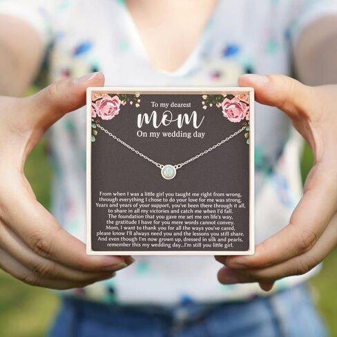 RareLove هدية أم العروس من الابنة، قلادة أم العروس من العروس، قلادة أوبال بيضاء من الفضة الإسترليني عيار 925 هدية لأم العروس، هدية زفاف لأم العروس in Kuwait