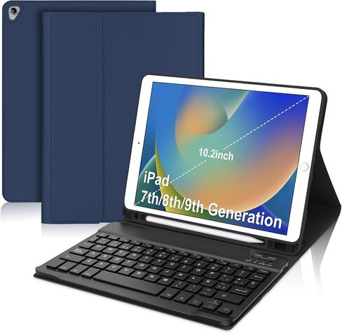 SENGBIRCH iPad 9th Generation Case with Keyboard (10.2 inch) - Smart Keyboard Folio Case with Pencil Holder, Spanish (Dark Green) in Saudi Arabia