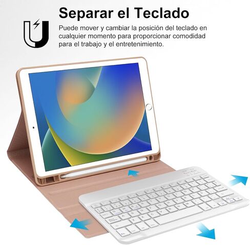 حافظة SENGBIRCH iPad الجيل التاسع مع لوحة مفاتيح (10.2 بوصة) - حافظة فوليو للوحة المفاتيح الذكية مع حامل أقلام، إسباني (أخضر داكن) in Kuwait