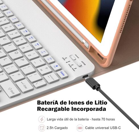 حافظة SENGBIRCH iPad الجيل التاسع مع لوحة مفاتيح (10.2 بوصة) - حافظة فوليو للوحة المفاتيح الذكية مع حامل أقلام، إسباني (أخضر داكن) in Kuwait