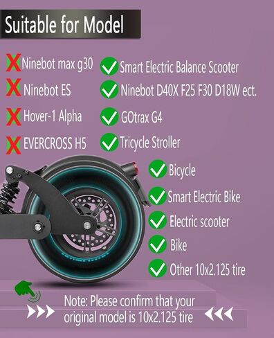GYL 10 x 2.125 Inner Tube Replacement for Hiboy S2 Pro MAX Ninebot D40x D18W F30 F40 F65 Gotrax G4 Gmax Ultra Nanrobot D4 5 6+ Electric Scooter, 10x2/54-152 Smart Self Balancing Bike Wheel in Saudi Arabia