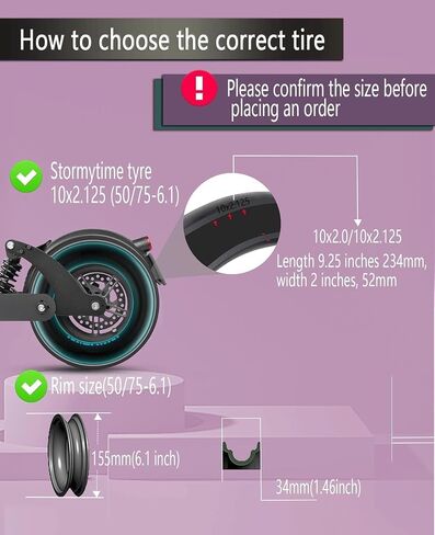 GYL 10 x 2.125 Inner Tube Replacement for Hiboy S2 Pro MAX Ninebot D40x D18W F30 F40 F65 Gotrax G4 Gmax Ultra Nanrobot D4 5 6+ Electric Scooter, 10x2/54-152 Smart Self Balancing Bike Wheel in Saudi Arabia