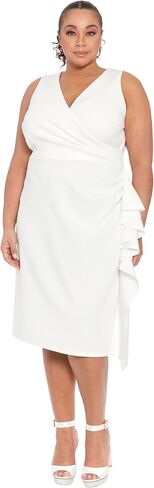 London Times Sleeveless V-Neck Cascade Ruffle Detail | Cocktail Dresses for Women in Saudi Arabia