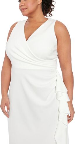 London Times Sleeveless V-Neck Cascade Ruffle Detail | Cocktail Dresses for Women in Saudi Arabia